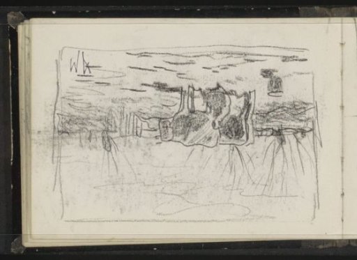 Figure milking a cow in a meadow