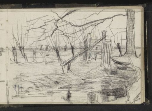 Pollard willows and a fence by a canal