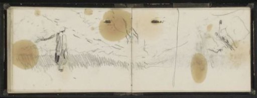 Landscape with a standing figure by a hedge