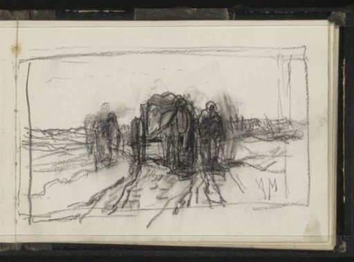 Figures and a horse and carriage on a country road