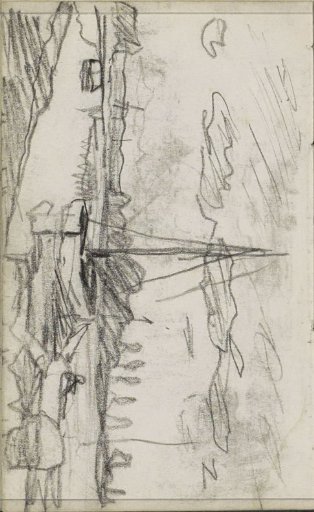 Landscape with a sailing ship on a waterway