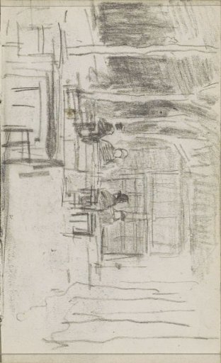 Figures seated in a room with chairs, tables, and a large window