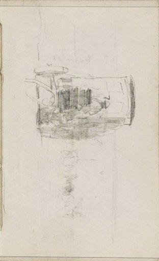 Figure by a bathing carriage on the beach