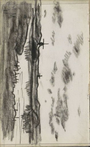 River landscape with windmills