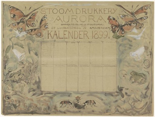 Design for the 1899 calendar for the Stoomdrukkerij Aurora