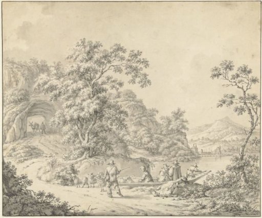 Landscape with a boat containing a shepherd with his flock