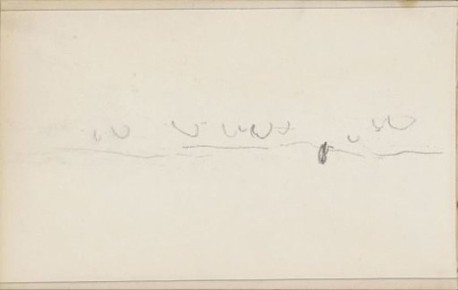 Sheep and a figure in a landscape