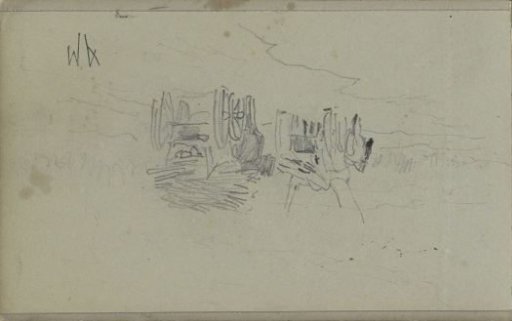 Two horse-drawn carts loaded with faggots