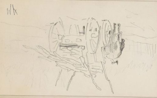 Horse-drawn cart loaded with brushwood