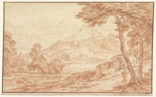 Landscape with a village on the water