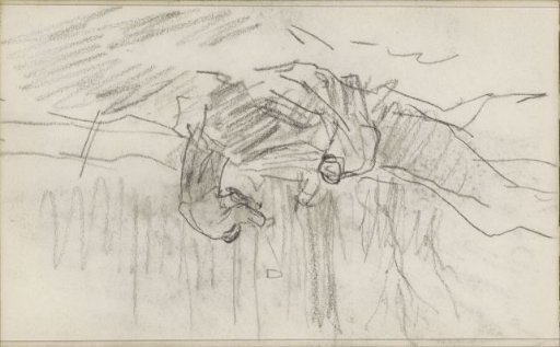 Woodcutters by a felled tree