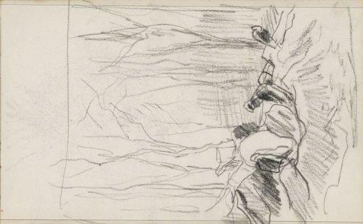 Woodcutters by a felled tree in a forest