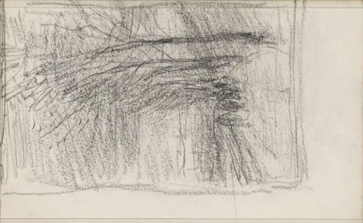 Figures on a path alongside a row of trees