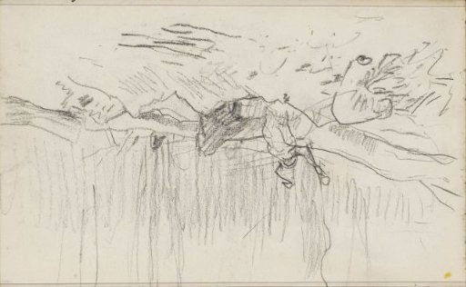 Woodcutters by felled tree trunks in a forest