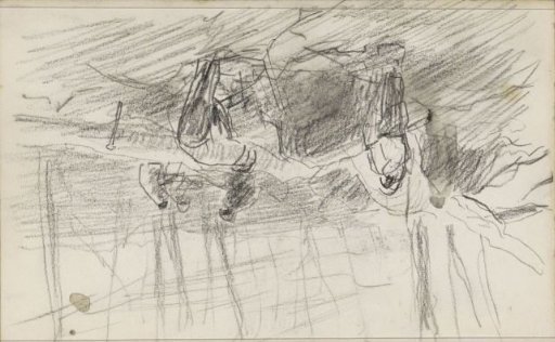 Woodcutters by a felled tree in a forest
