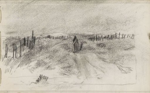 Figure on a path in a landscape