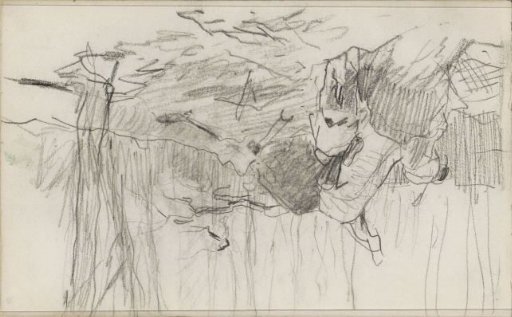 Woodcutters by a felled tree in a forest