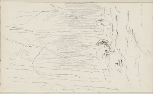 Woodcutter by a felled tree at the edge of a forest