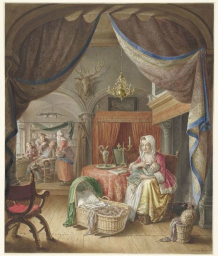 Mother with child at the breast