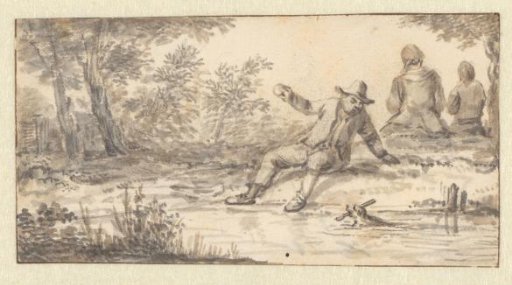 Boy playing with a dog in the water