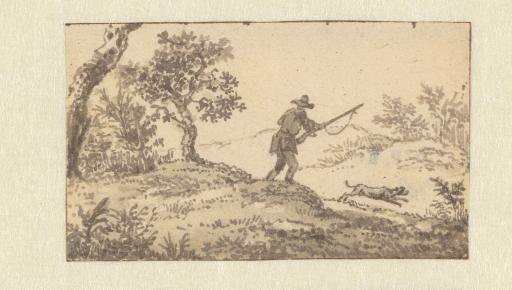 Landscape with a hunter and his dog