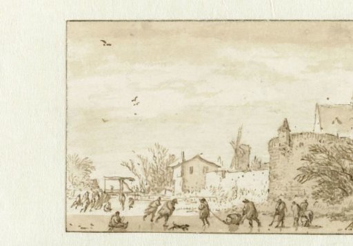 Winter landscape with ice skating