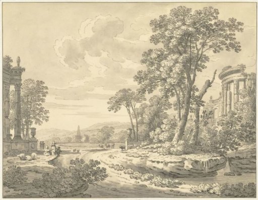 Italian landscape with ruins