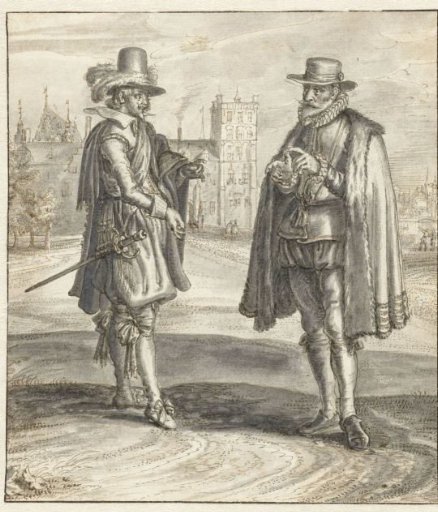 Two Men Conversing on the Buitenhof, with the Stadholder’s Quarters and the Ridderzaal in the Background