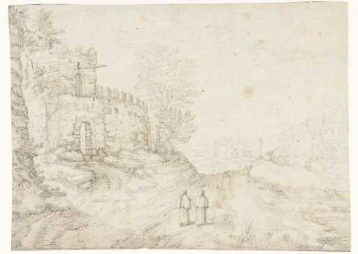 Country Road Along City Wall and Monastery