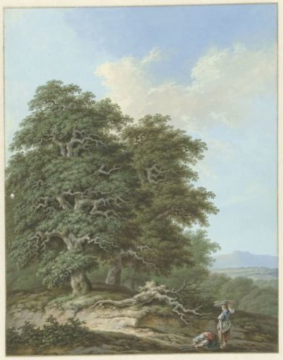 Landscape with two women carrying bundles of sticks