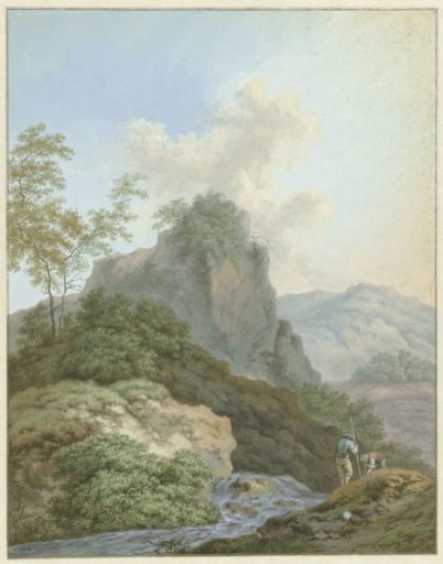 Landscape with two boys by a stream