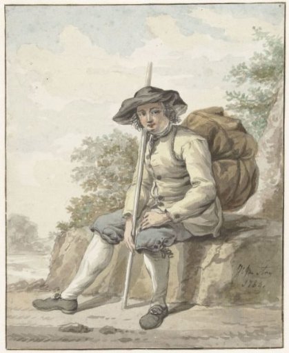 Seated Man with a Knapsack and a Staff