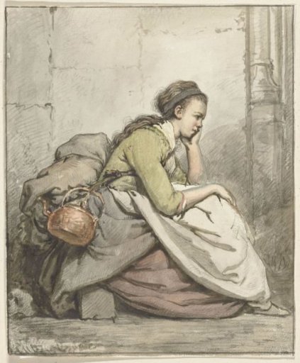 Seated woman with a copper cauldron