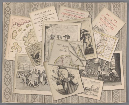 Trompe-l'oeil with prints, maps and publications