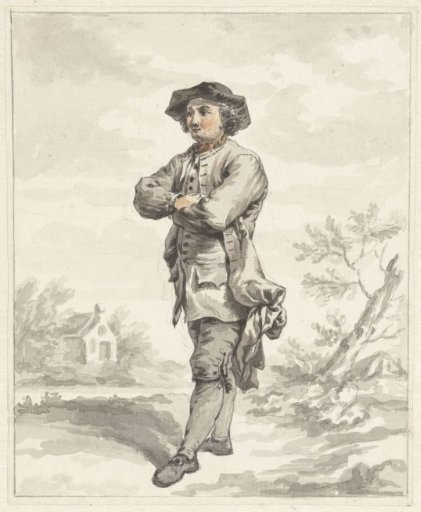 Standing man, arms crossed, to the left
