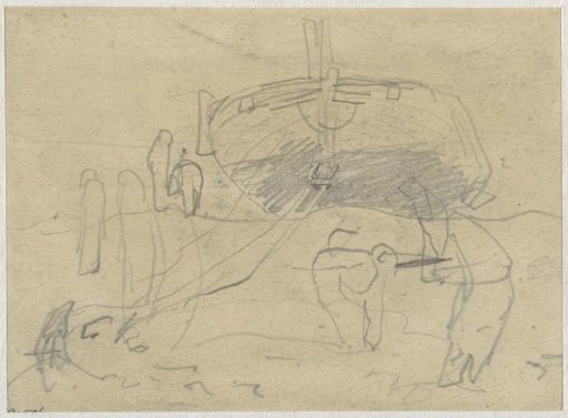 Sketch of a boat on the beach