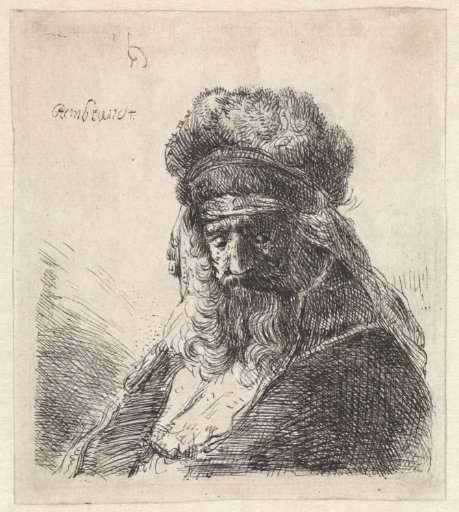 Old man with fur cap and closed eyes