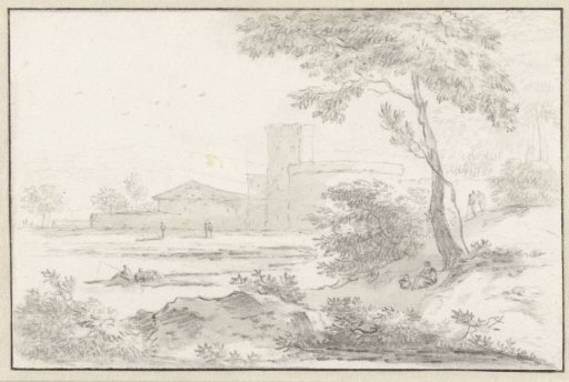 Italianate Landscape with Fortified Building in the Background