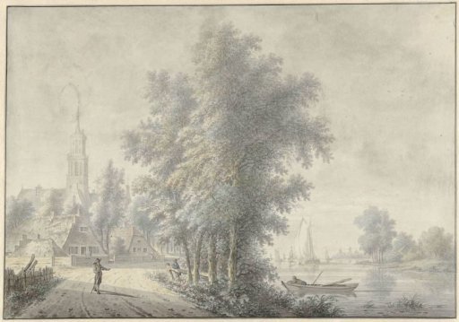 View of a village with a church tower