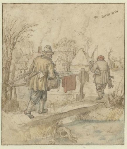 Return of the Duck Hunters / verso: Sketches of Ships and of a Man in Winter Clothing