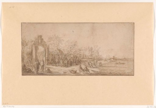 Landscape with travellers and fishermen