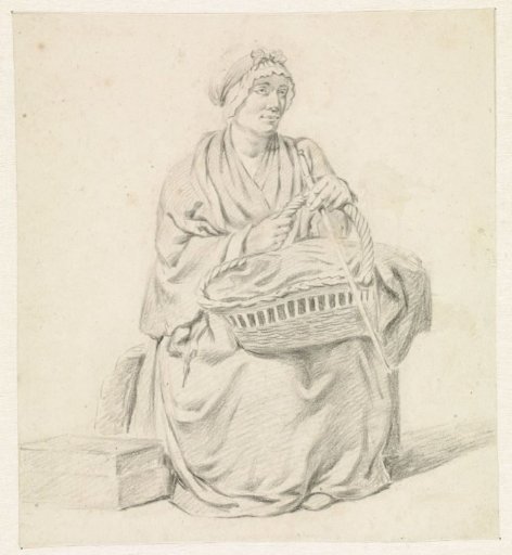 Seated woman with basket