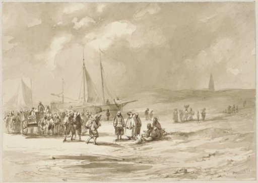 Beach with fishermen