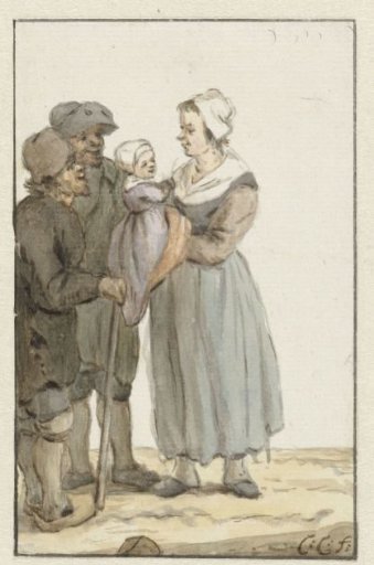 Woman with child with two men