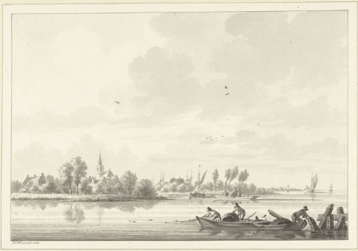 Fishermen on the Lek near the village of Tuil
