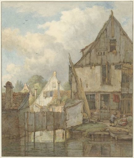 Dilapidated houses by the water