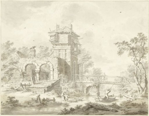 Dilapidated Gatehouse with Bridge