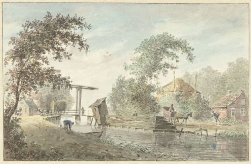 Farmhouse on a canal with a drawbridge