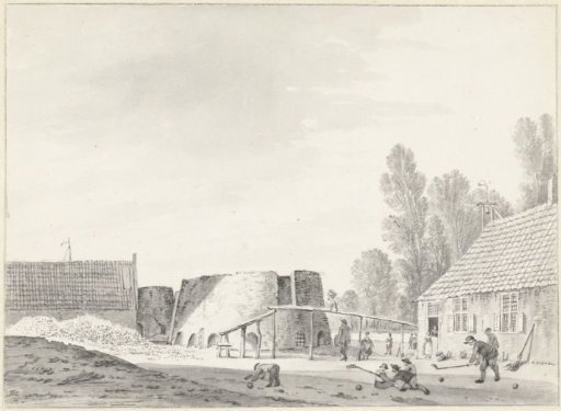 Lime kilns near Hillegom with skittles players in the foreground