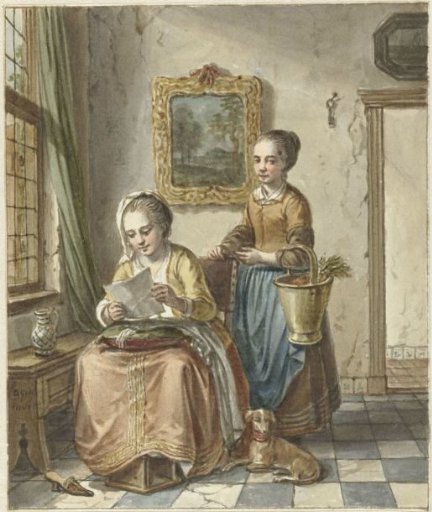 Seated Woman with a Maid, Reading a Letter